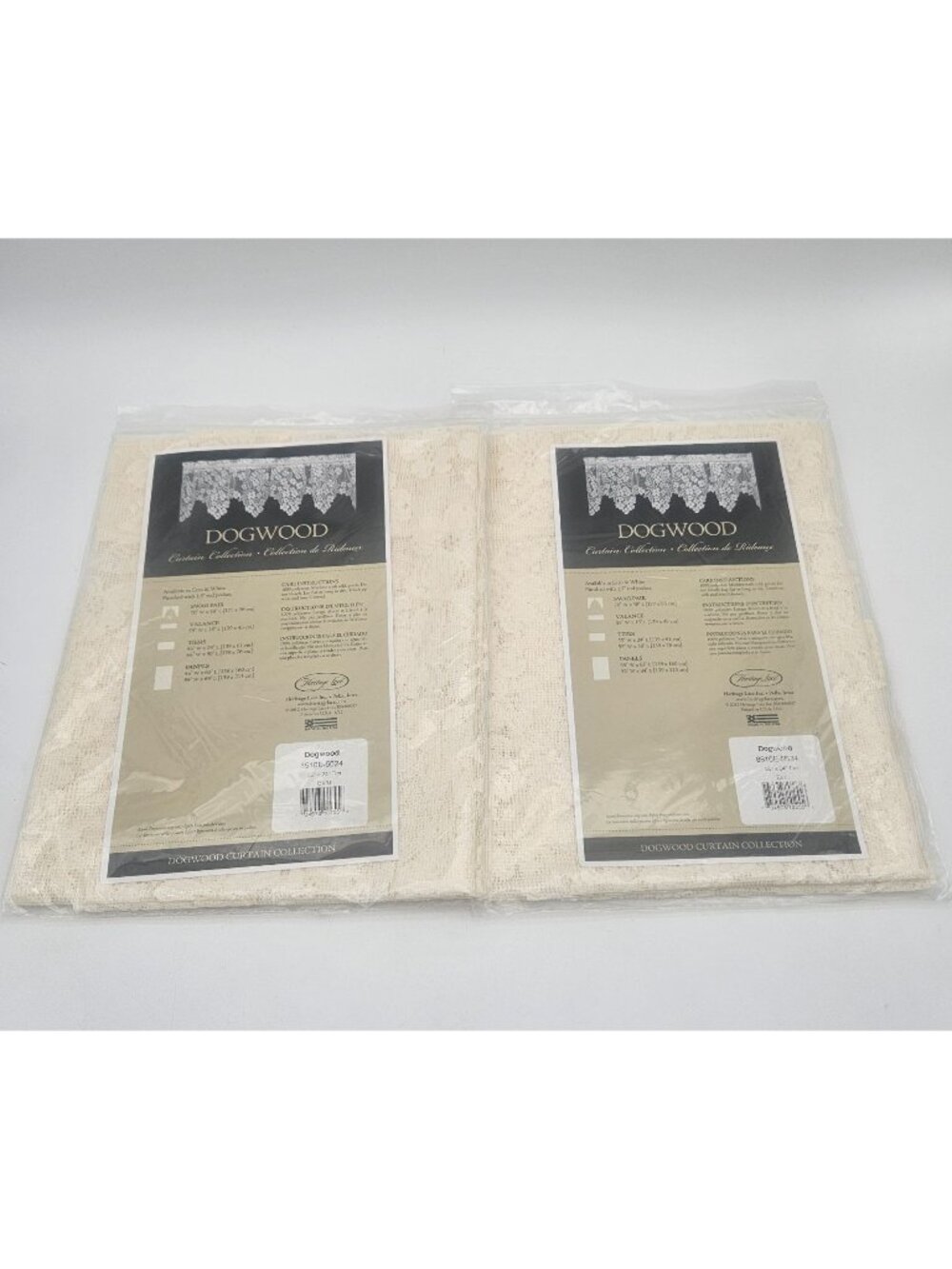 Lot of 2 Heritage Lace Dogwood Ecru Ivory Tier Curtains Valances 55"x24" NOS